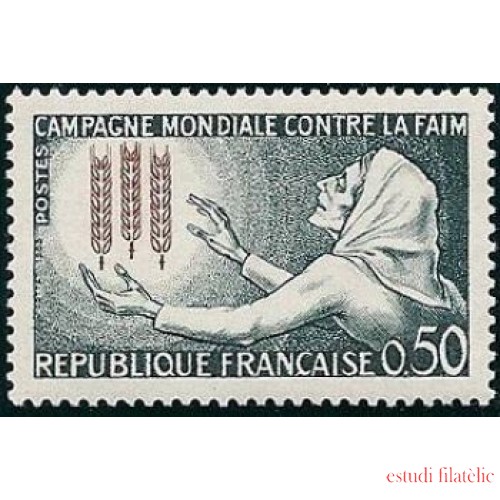 France Francia Nº 1379 1963 Campaña mundial contra el hambre Lujo
