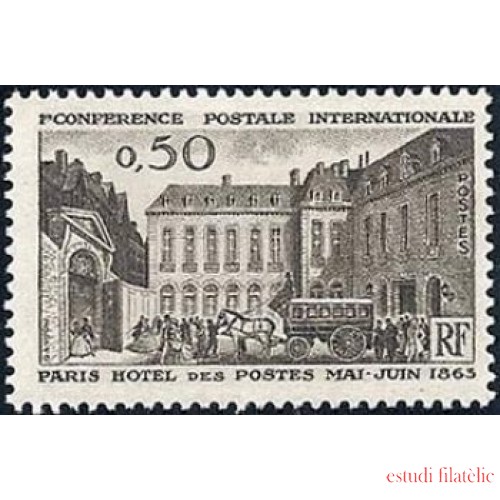 France Francia Nº 1387 1963 Cent. de la 1ª Conferencia postal internacional (París) Lujo