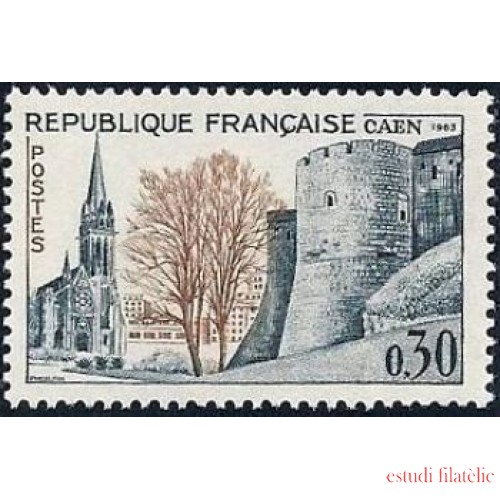France Francia Nº 1389 1963 36º Congreso de la Federación de sociedades filatélicas francesas (Caen) Lujo