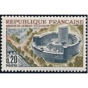 France Francia Nº  1402 1963 Edificio de la Radiodifusión-Televisió (París) Lujo