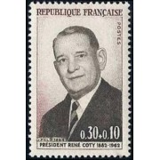 France Francia N º1412 1964 2º Aniv. de la muerte del presidente René Coty Sorteo Cruz Roja Lujo