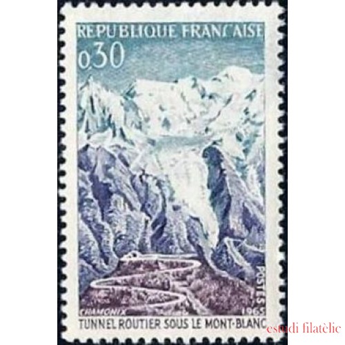 France Francia Nº 1454 1965 Inauguración del túnel de Mont-Blanc Lujo
