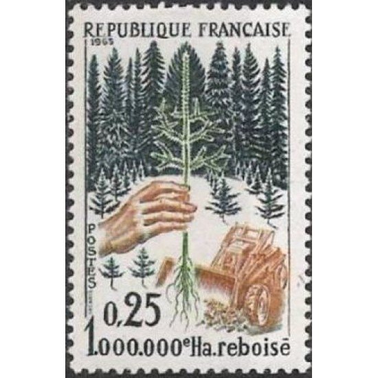 France Francia Nº 1460 1965 Millonésima hectárea repoblada Lujo France Francia Nº 1460 1965 Millonésima hectárea repoblada Lujo