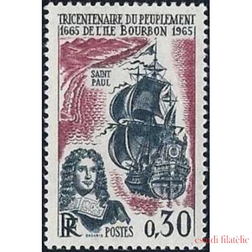 France Francia Nº 1461 1965 3º Cent. de la población de la isla Bourbon (La Reunión) Lujo
