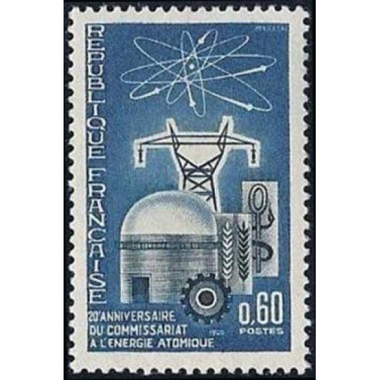France Francia Nº 1462 1965 20º Cent. de Comisión de la energía atómica Lujo France Francia Nº 1462 1965 20º Cent. de Comisión de la energía atómica Lujo