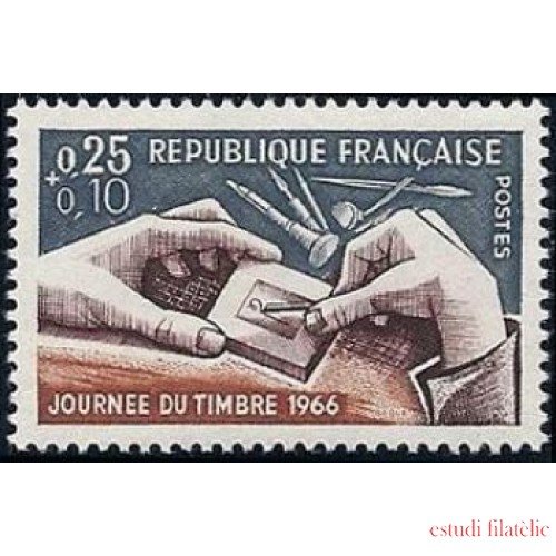 France Francia  Nº 1477 1966 Día de sello Sorteo de la Cruz Roja Lujo