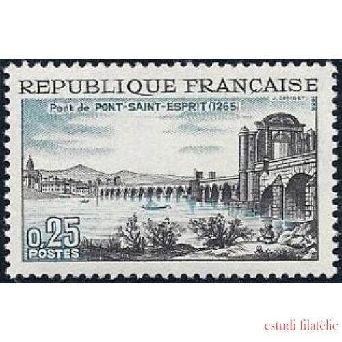 France Francia Nº 1481 1966 7º Cent. del puente Pont-Saint-Esprit Lujo