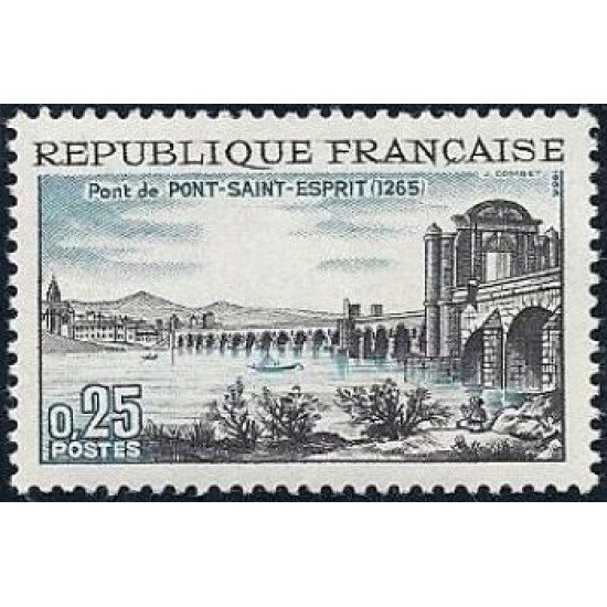 France Francia Nº 1481 1966 7º Cent. del puente Pont-Saint-Esprit Lujo