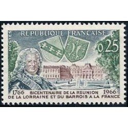 France Francia Nº 1483 1966 Bicentenario de la integración de la Lorraine y de Barrois Lujo France Francia Nº 1483 1966 Bicentenario de la integración de la Lorraine y de Barrois Lujo