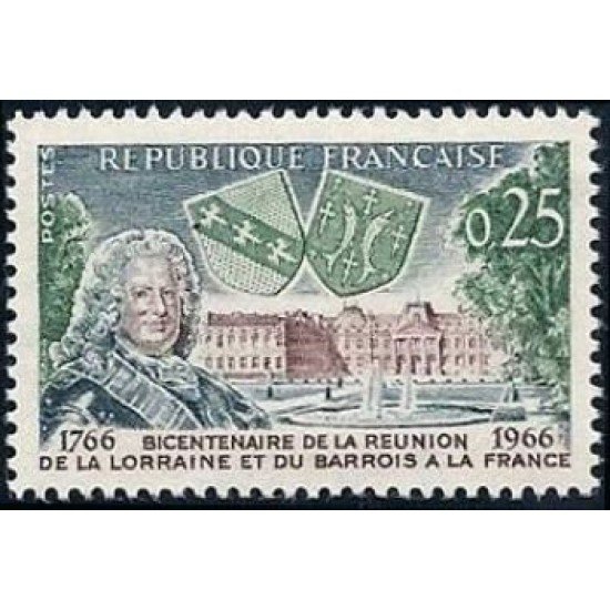 France Francia Nº 1483 1966 Bicentenario de la integración de la Lorraine y de Barrois Lujo France Francia Nº 1483 1966 Bicentenario de la integración de la Lorraine y de Barrois Lujo