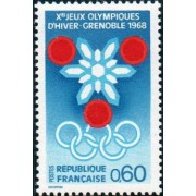 France Francia Nº 1520 1967 Preludio a los JJOO de invierno de Grenoble Lujo