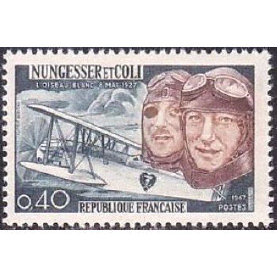 France Francia Nº 1523 1967 40º Aniv. de la tentativa aérea del Atlático-Norte Lujo France Francia Nº 1523 1967 40º Aniv. de la tentativa aérea del Atlático-Norte Lujo