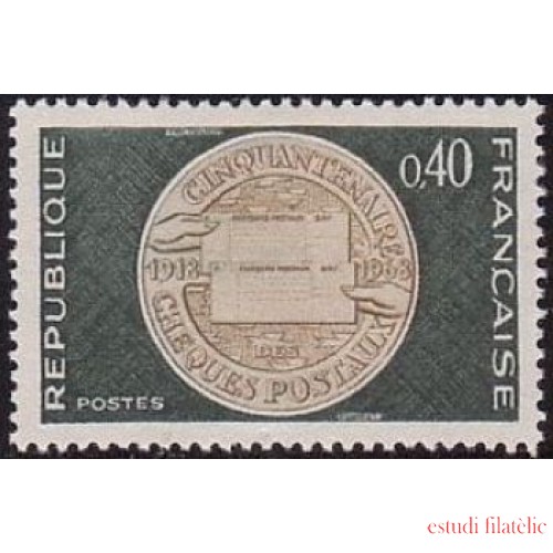 France Francia Nº 1542 1968 50º Aniv. de la cuentas corrientes postales Lujo