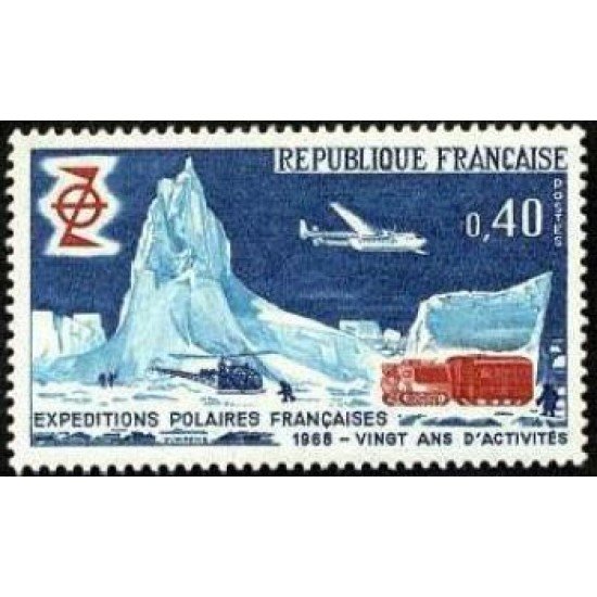 France Francia Nº 1574 1968 20º Aniv. de las expediciones polares francesas Lujo France Francia Nº 1574 1968 20º Aniv. de las expediciones polares francesas Lujo