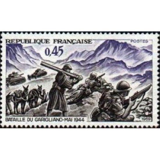 France Francia Nº 1601 1969 25º Aniv. de la victória de Garigliano Lujo France Francia Nº 1601 1969 25º Aniv. de la victória de Garigliano Lujo