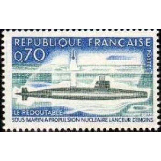 France Francia Nº 1615 1969 Submarino a propulsión nuclear Lujo France Francia Nº 1615 1969 Submarino a propulsión nuclear Lujo