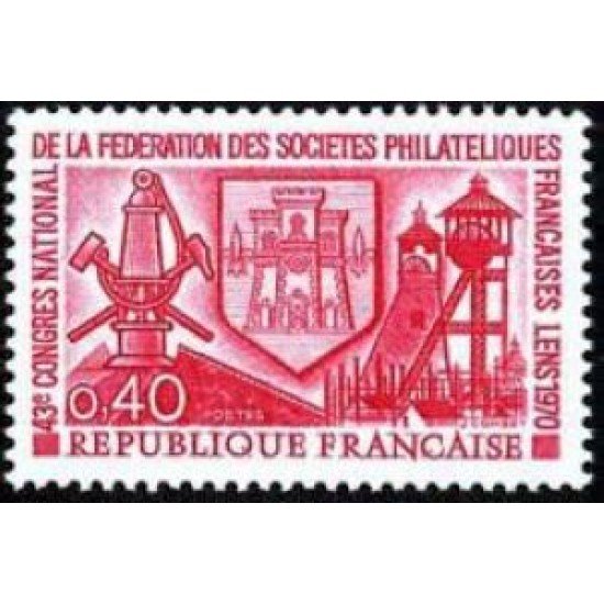 France Francia Nº 1642 1970 43º Congreso nacional de Sociedades filatélicas francesas Lujo France Francia Nº 1642 1970 43º Congreso nacional de Sociedades filatélicas francesas Lujo