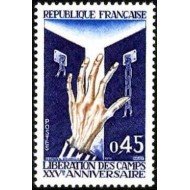 France Francia Nº 1648 1970 25º Aniv. de la liberación de los campos de concentración Lujo