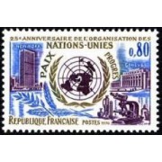 France Francia Nº 1658 1970 25º Aniv. de la O.N.U. Lujo
