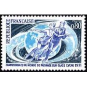 France Francia Nº 1665 1971 Campeonatos del mundo de patinaje sobre hielo Lujo