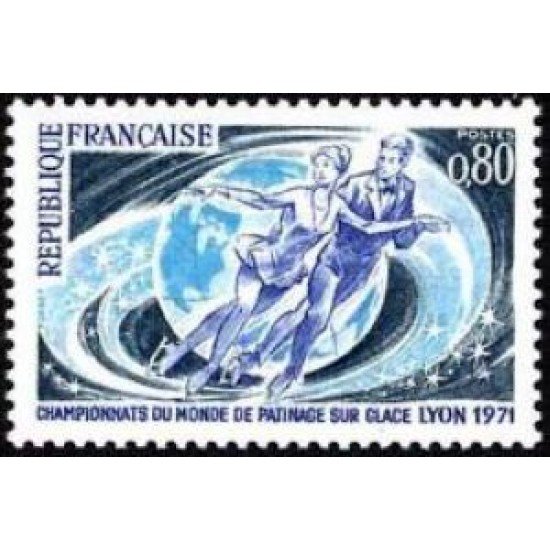 France Francia Nº 1665 1971 Campeonatos del mundo de patinaje sobre hielo Lujo