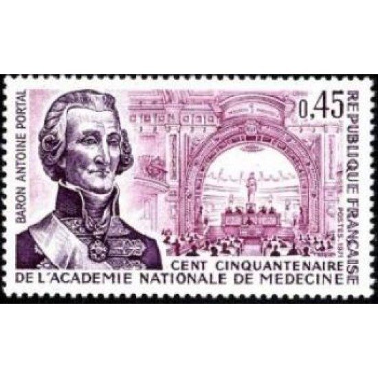 MED France Francia  Nº 1699  1971  150º Aniv. de la Academia nacional de Medicina Lujo