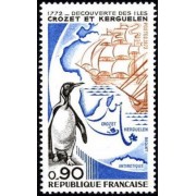 FAU5/S France Francia  Nº  1704  1972   200º Aniv. del descubrimiento de las islas Crozet y Kerguelen Lujo