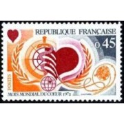 TEN/S France Francia  Nº 1711 1972 Mes mundial de corazón Lujo