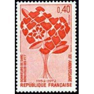 MED/S France Francia  Nº 1716  1972  20º Aniv. de los donantes de sangre de las P.T.T. Lujo