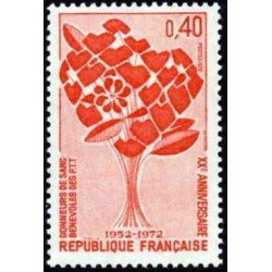 MED/S France Francia  Nº 1716  1972  20º Aniv. de los donantes de sangre de las P.T.T. Lujo