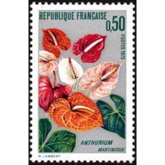 France Francia Nº 1738 1973 Anthurium (Martinique) Lujo France Francia Nº 1738 1973 Anthurium (Martinique) Lujo