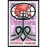 France Francia Nº 1760 1973 50º Aniv. de la Academia de Ciencias de Ultramar Lujo