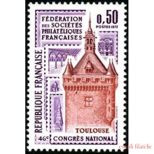 France Francia Nº 1763 1973 46º Congreso nacional de la Fed. de sociedades filatéllicas francesas Lujo