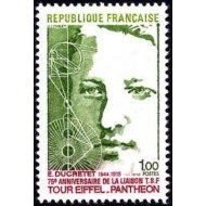France Francia Nº 1770 1973 75º Aniv. del enlace T.S.F Eiffel-Panthéon Lujo