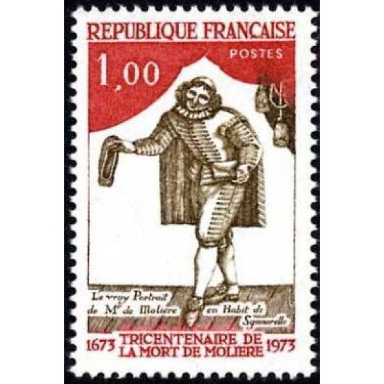France Francia Nº 1771 1973 Tricentenario de la muerte de Molière Lujo France Francia Nº 1771 1973 Tricentenario de la muerte de Molière Lujo