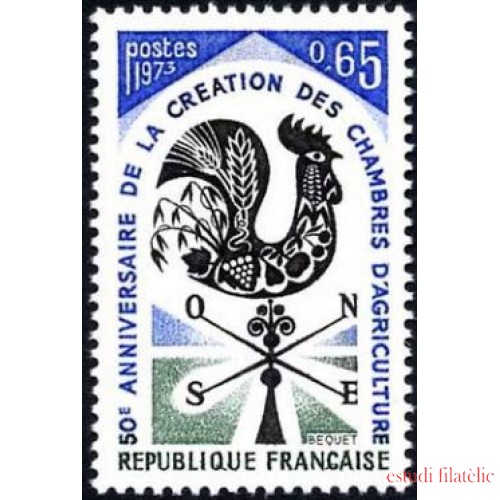 France Francia Nº 1778 1973 50º Aniv. de la creación de las Cámaras de agricultura Lujo