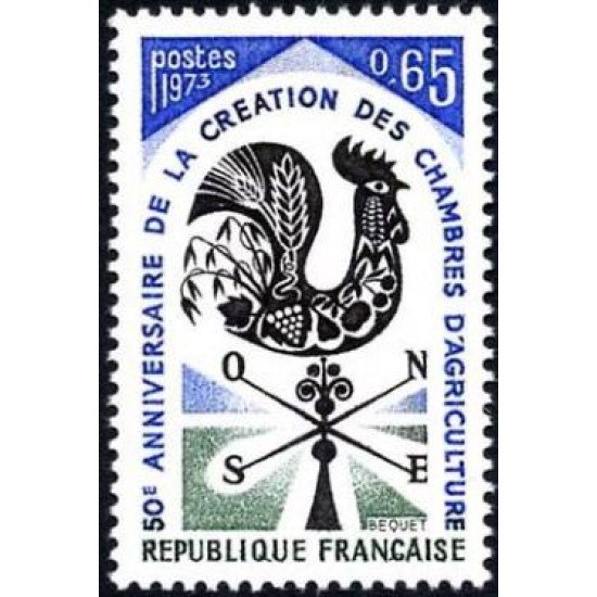 France Francia Nº 1778 1973 50º Aniv. de la creación de las Cámaras de agricultura Lujo France Francia Nº 1778 1973 50º Aniv. de la creación de las Cámaras de agricultura Lujo
