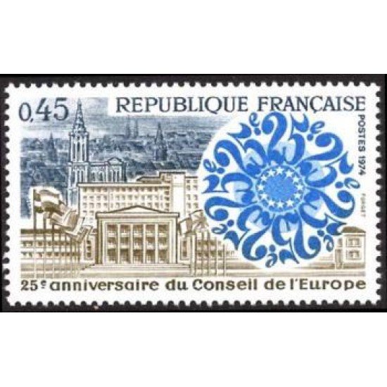 France Francia Nº 1792 1974 25º Aniv. del Consejo de Europa Lujo