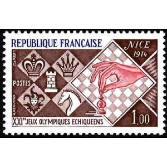 France Francia Nº 1800 1974 XXI Juegos Olímpicos de ajedrez Lujo
