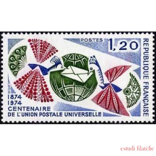France Francia Nº 1817 1974 Centenario de la U.P.U. Lujo