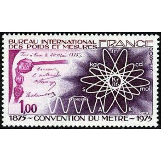 France Francia Nº 1844 1975 Convención del metro (Pesos y medidas) Lujo France Francia Nº 1844 1975 Convención del metro (Pesos y medidas) Lujo