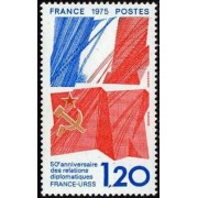 France Francia Nº 1859 1975 50 Aniv. de las relaciones diplomáticas franco-soviéticas Lujo