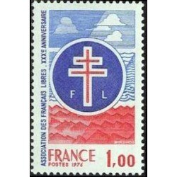 France Francia Nº 1885 1976 30º Aniv. de la asociación de franceses libres Lujo France Francia Nº 1885 1976 30º Aniv. de la asociación de franceses libres Lujo