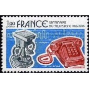France Francia Nº 1905 1976 Centenario de la primra conexión telefónica Lujo