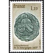 France Francia Nº 1944 1977 5º Cent. de la reubicación de Bourgogne Lujo France Francia Nº 1944 1977 5º Cent. de la reubicación de Bourgogne Lujo