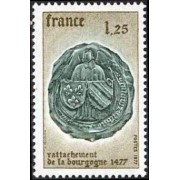 France Francia Nº 1944 1977 5º Cent. de la reubicación de Bourgogne Lujo