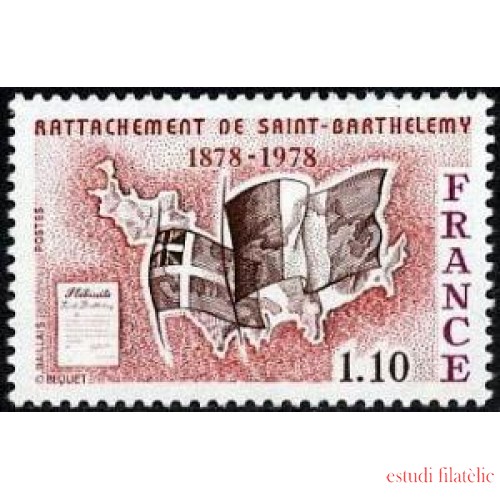 France Francia Nº 1985 1977 Reubicación de la isla de St. Barthelemy a Francia Lujo