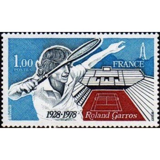 France Francia Nº 2012 1978 50 Aniv. del torneo Roland Garros Lujo France Francia Nº 2012 1978 50 Aniv. del torneo Roland Garros Lujo