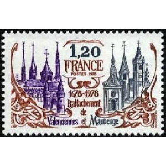 France Francia Nº 2016 1978 300º Aniv. de la reubicación de Valénciennes y Maueuge Lujo France Francia Nº 2016 1978 300º Aniv. de la reubicación de Valénciennes y Maueuge Lujo