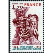 France Francia Nº 2021 1978 Monumento a los combatientes poloneses Lujo France Francia Nº 2021 1978 Monumento a los combatientes poloneses Lujo